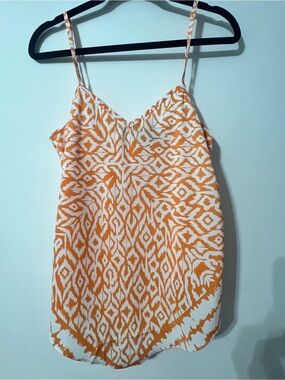 INC International Concepts orange geometric poly camisole blouse top Sz 6. A0058
